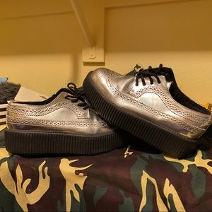 T.U.K platform metallic shoes